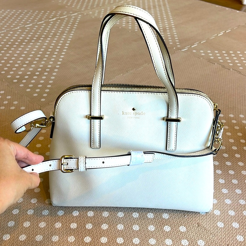 Kate Spade white handbag use with long straps or handle